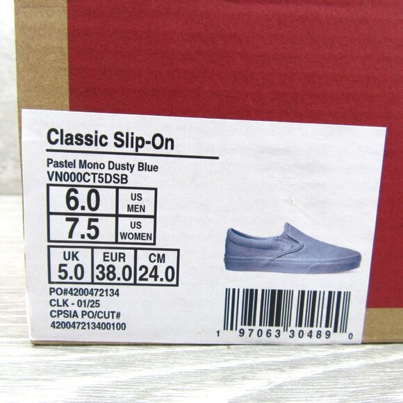 Vans Classic Slip On Pastel Mono Blue Shoes Womens Size 7.5 NEW - Picture 13 of 13